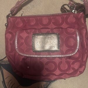 Coach Fuchsia Wristlet with Silver Accents